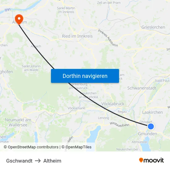 Gschwandt to Altheim map
