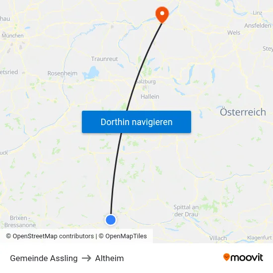 Gemeinde Assling to Altheim map