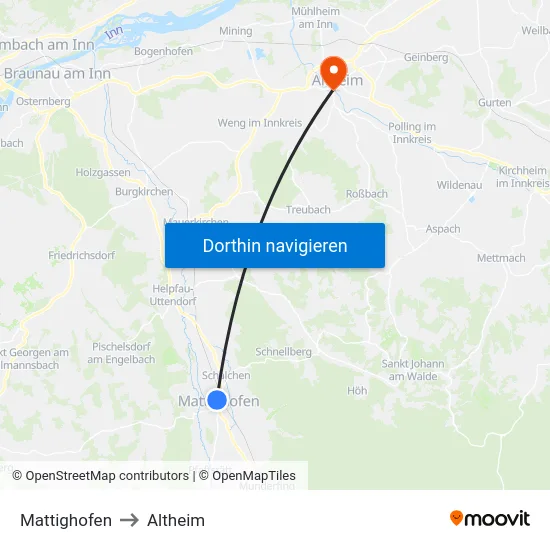 Mattighofen to Altheim map