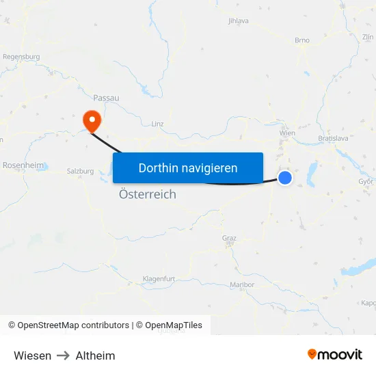 Wiesen to Altheim map