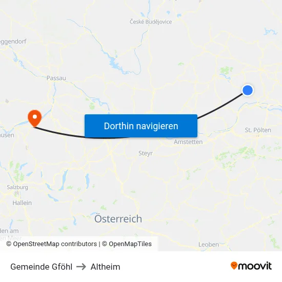 Gemeinde Gföhl to Altheim map