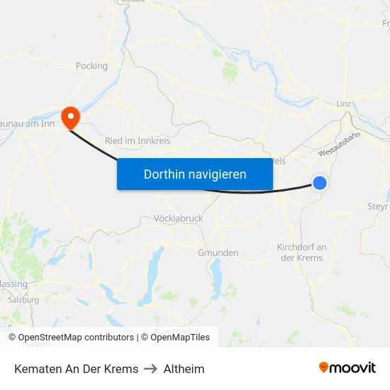 Kematen An Der Krems to Altheim map