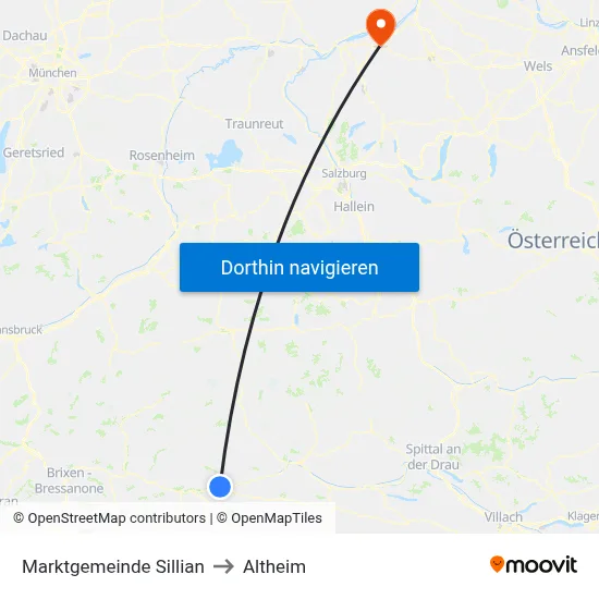 Marktgemeinde Sillian to Altheim map
