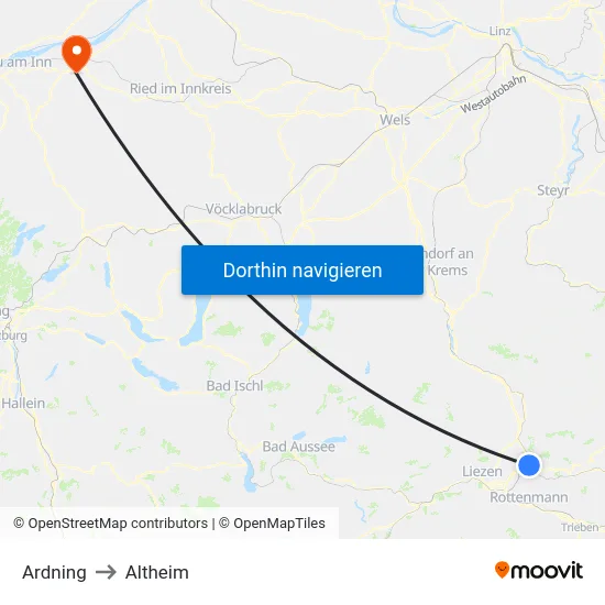 Ardning to Altheim map