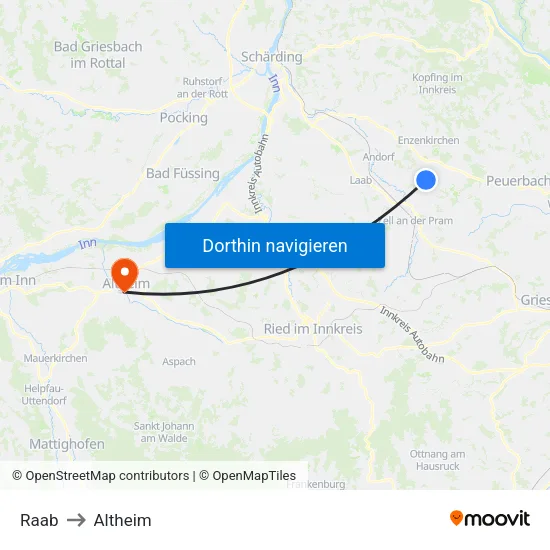 Raab to Altheim map