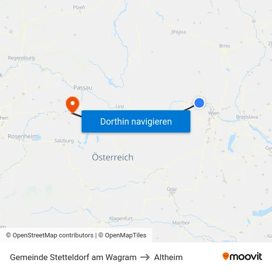 Gemeinde Stetteldorf am Wagram to Altheim map