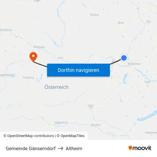 Gemeinde Gänserndorf to Altheim map