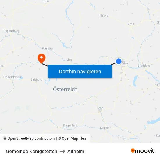 Gemeinde Königstetten to Altheim map