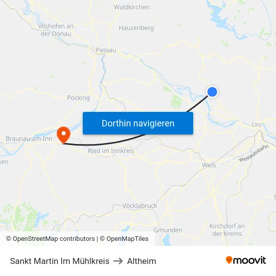 Sankt Martin Im Mühlkreis to Altheim map