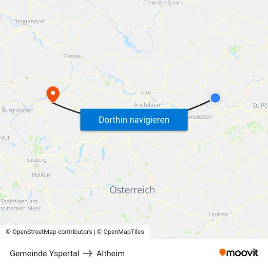 Gemeinde Yspertal to Altheim map