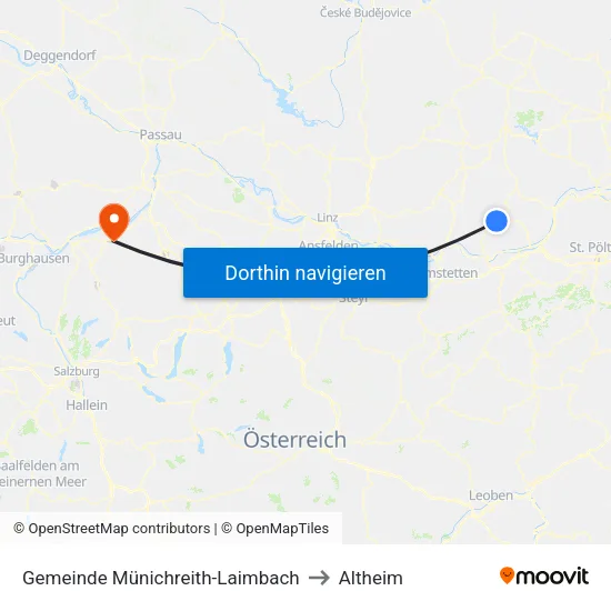 Gemeinde Münichreith-Laimbach to Altheim map