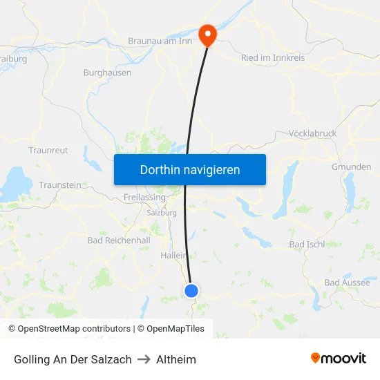 Golling An Der Salzach to Altheim map