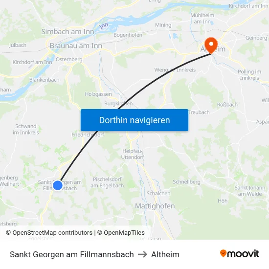 Sankt Georgen am Fillmannsbach to Altheim map