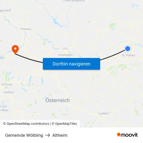 Gemeinde Wölbling to Altheim map