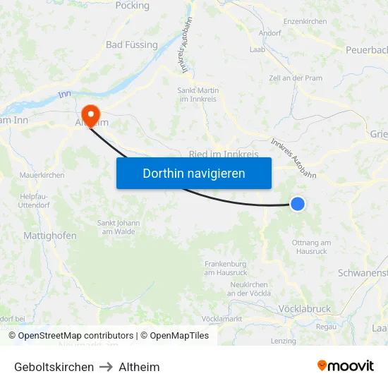 Geboltskirchen to Altheim map