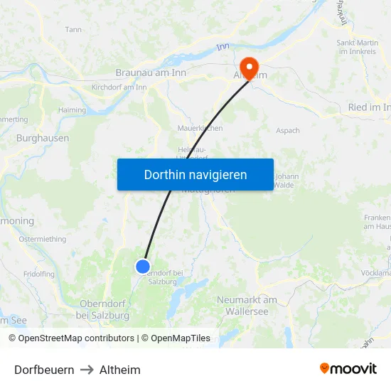 Dorfbeuern to Altheim map