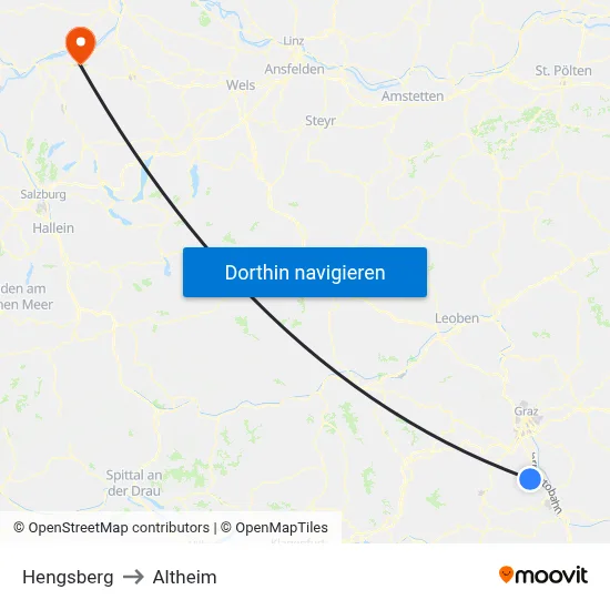 Hengsberg to Altheim map