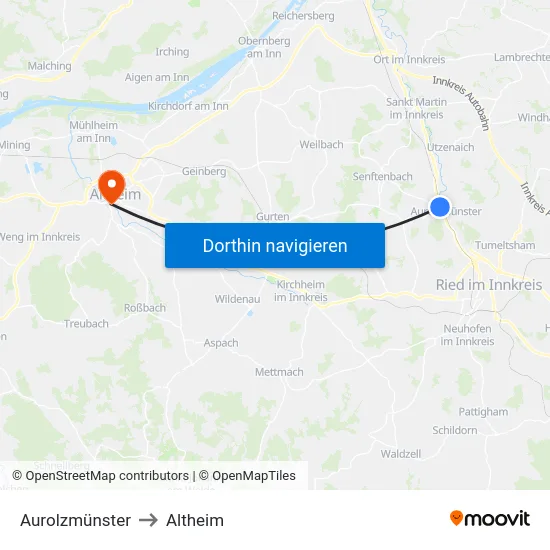 Aurolzmünster to Altheim map