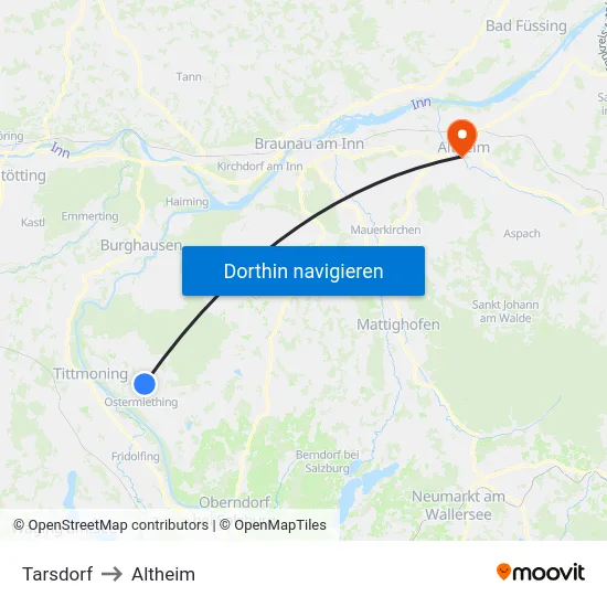 Tarsdorf to Altheim map