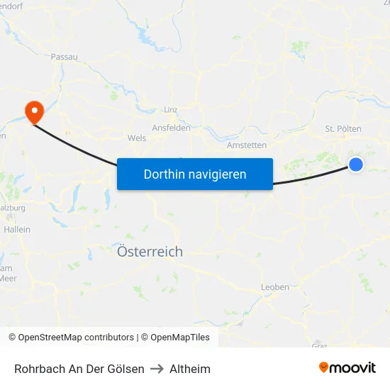 Rohrbach An Der Gölsen to Altheim map
