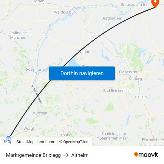 Marktgemeinde Brixlegg to Altheim map