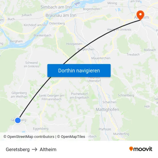 Geretsberg to Altheim map