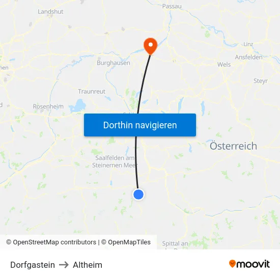 Dorfgastein to Altheim map