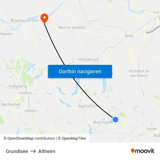Grundlsee to Altheim map