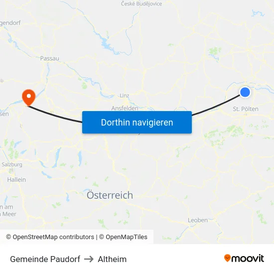 Gemeinde Paudorf to Altheim map