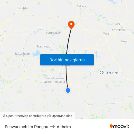 Schwarzach Im Pongau to Altheim map