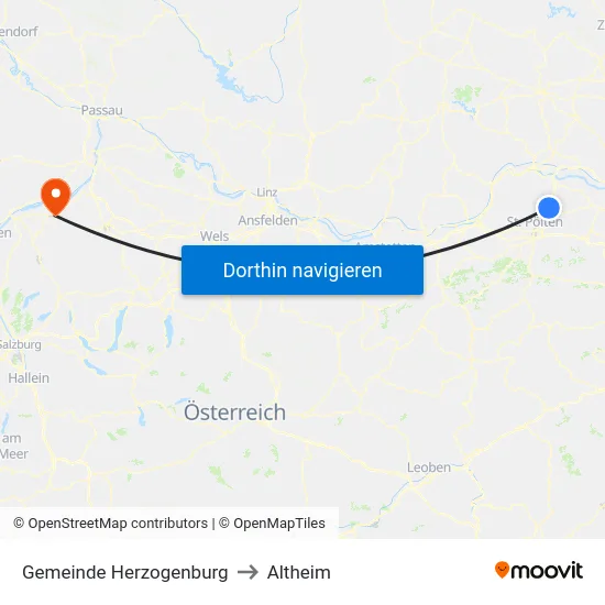 Gemeinde Herzogenburg to Altheim map
