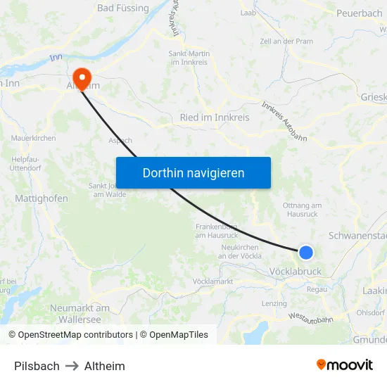 Pilsbach to Altheim map