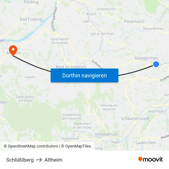Schlüßlberg to Altheim map