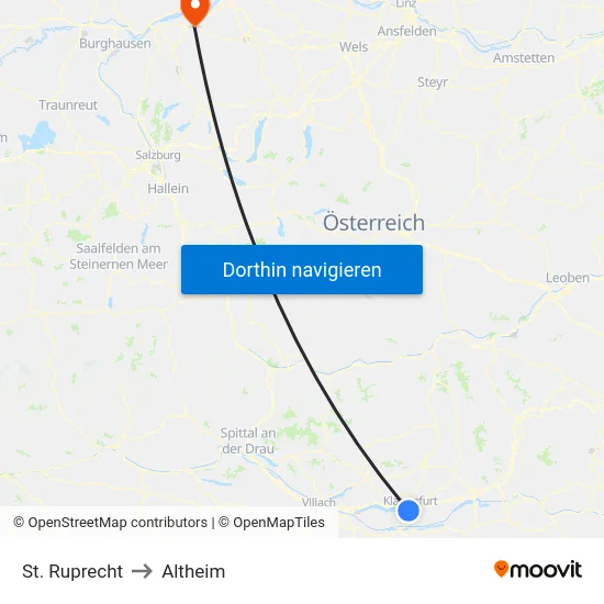 St. Ruprecht to Altheim map