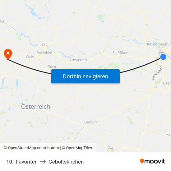 10., Favoriten to Geboltskirchen map