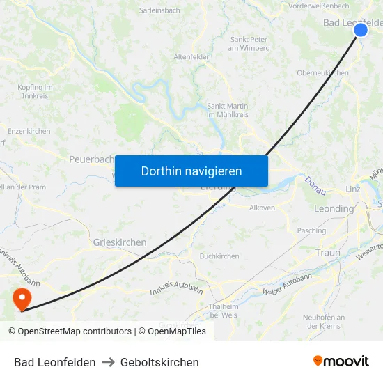 Bad Leonfelden to Geboltskirchen map