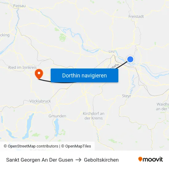 Sankt Georgen An Der Gusen to Geboltskirchen map