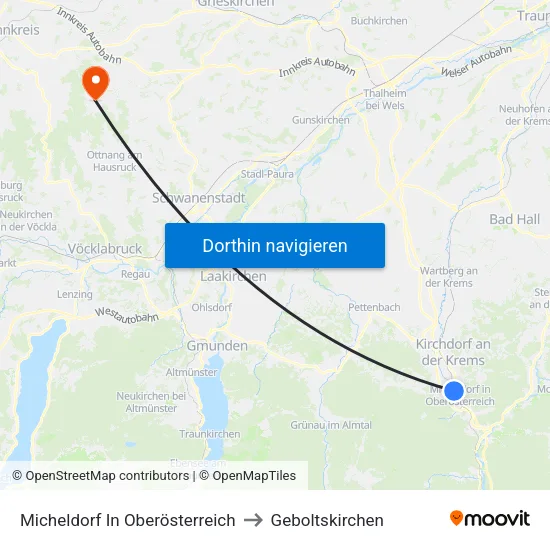 Micheldorf In Oberösterreich to Geboltskirchen map