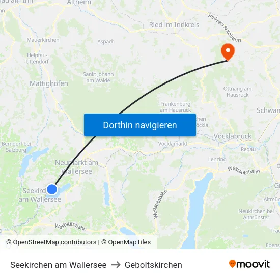 Seekirchen am Wallersee to Geboltskirchen map