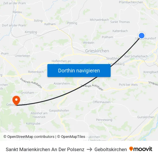 Sankt Marienkirchen An Der Polsenz to Geboltskirchen map