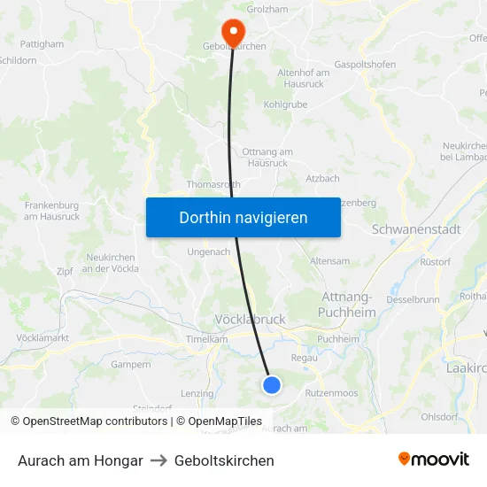 Aurach am Hongar to Geboltskirchen map