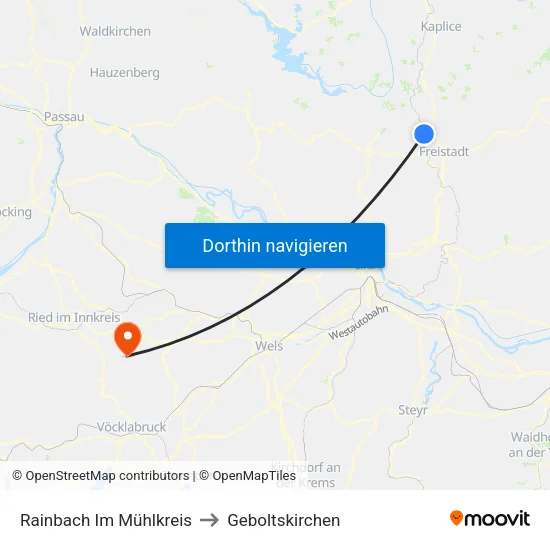 Rainbach Im Mühlkreis to Geboltskirchen map