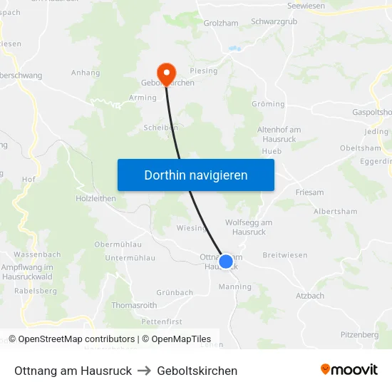 Ottnang am Hausruck to Geboltskirchen map