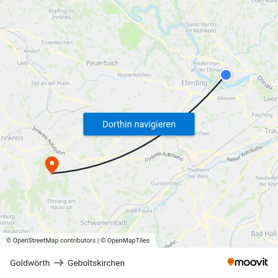 Goldwörth to Geboltskirchen map