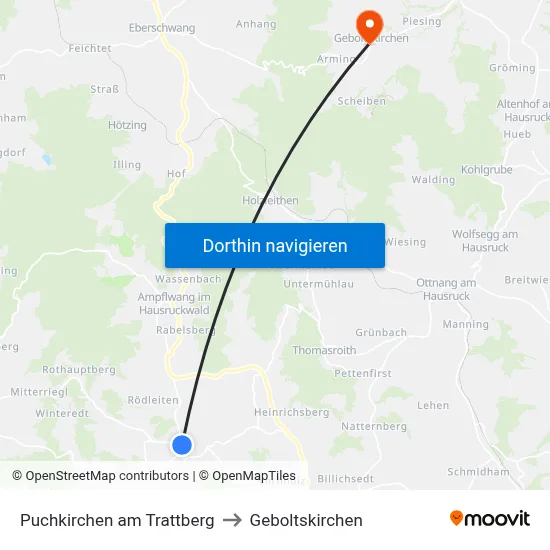 Puchkirchen am Trattberg to Geboltskirchen map