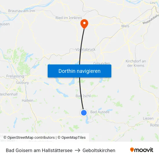 Bad Goisern am Hallstättersee to Geboltskirchen map