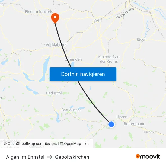 Aigen Im Ennstal to Geboltskirchen map