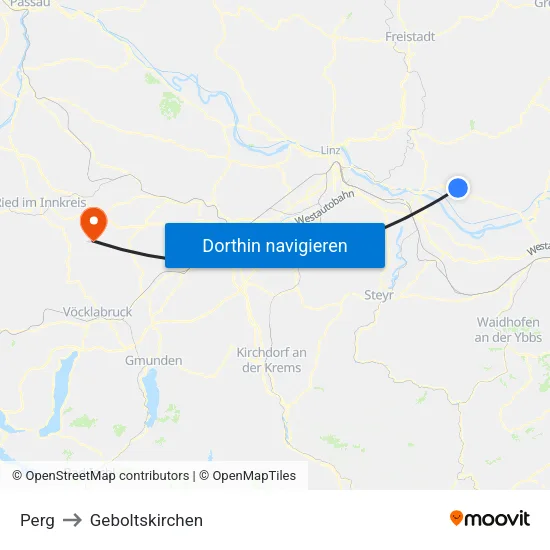 Perg to Geboltskirchen map