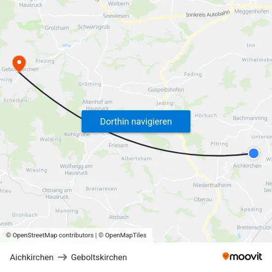 Aichkirchen to Geboltskirchen map