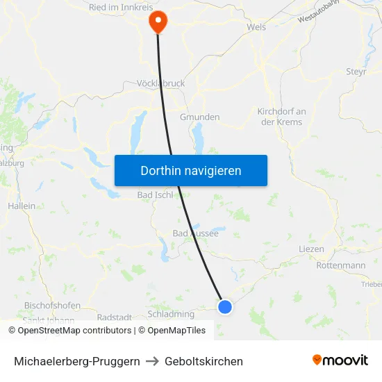 Michaelerberg-Pruggern to Geboltskirchen map